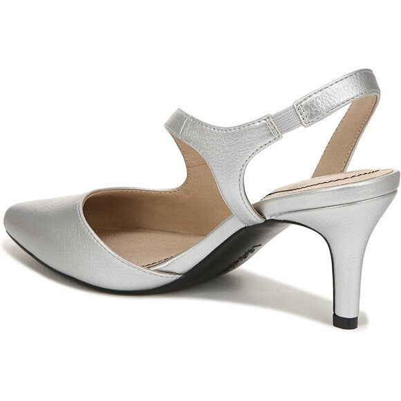 LifeStride Women Silver Faux Leather Closed Pointed Toe Santorini Dress Pump - Picture 6 of 9